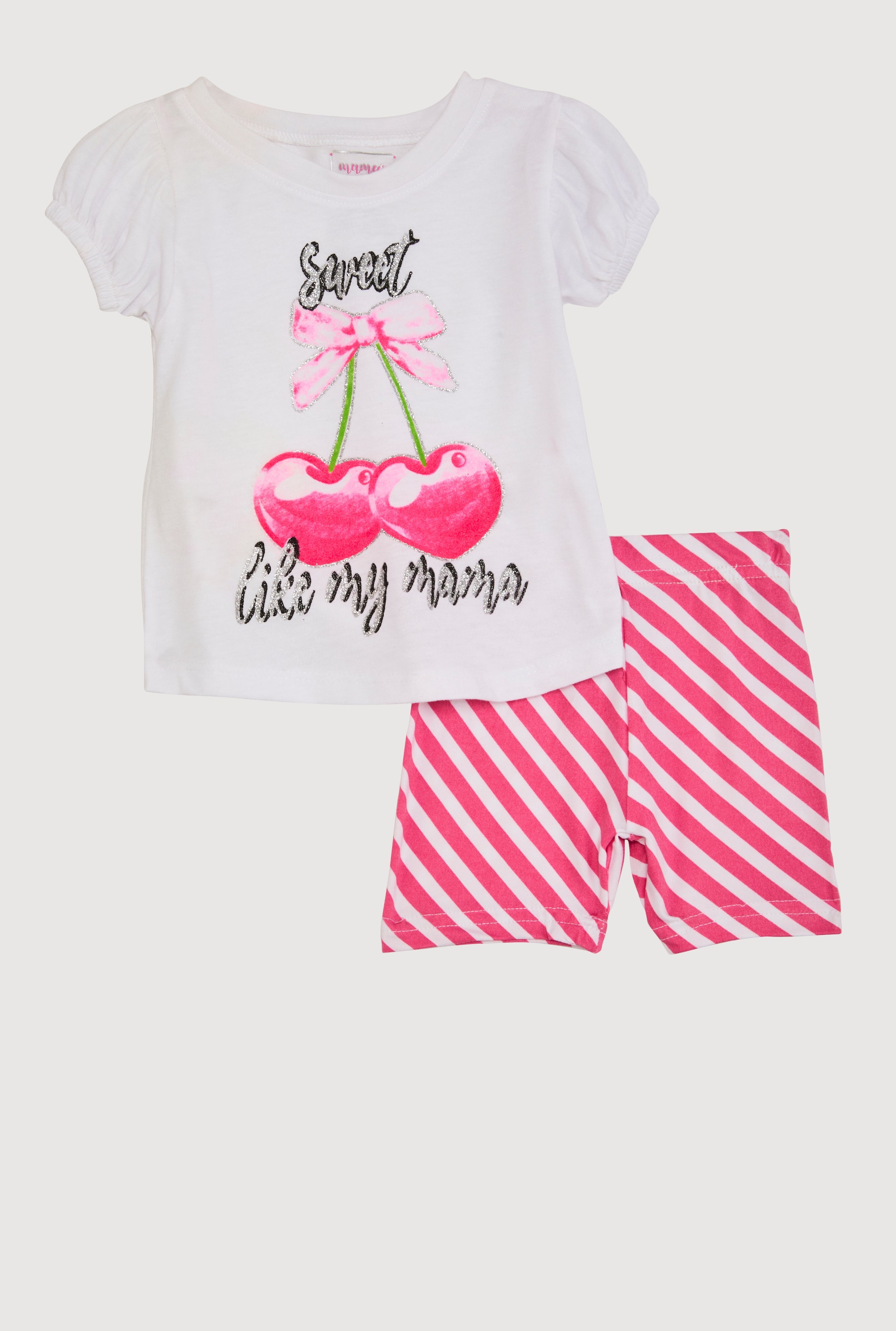 Toddler Girls Sweet Like My Mama Glitter Tee and Shorts