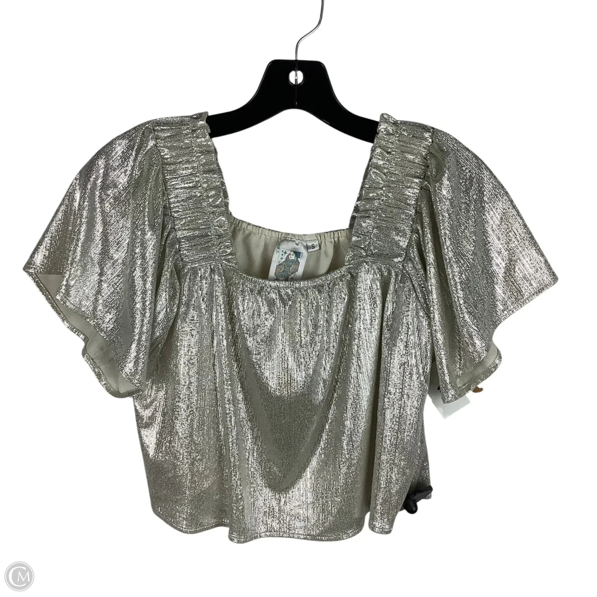 Top Short Sleeve By Cmc In Silver, Size: S