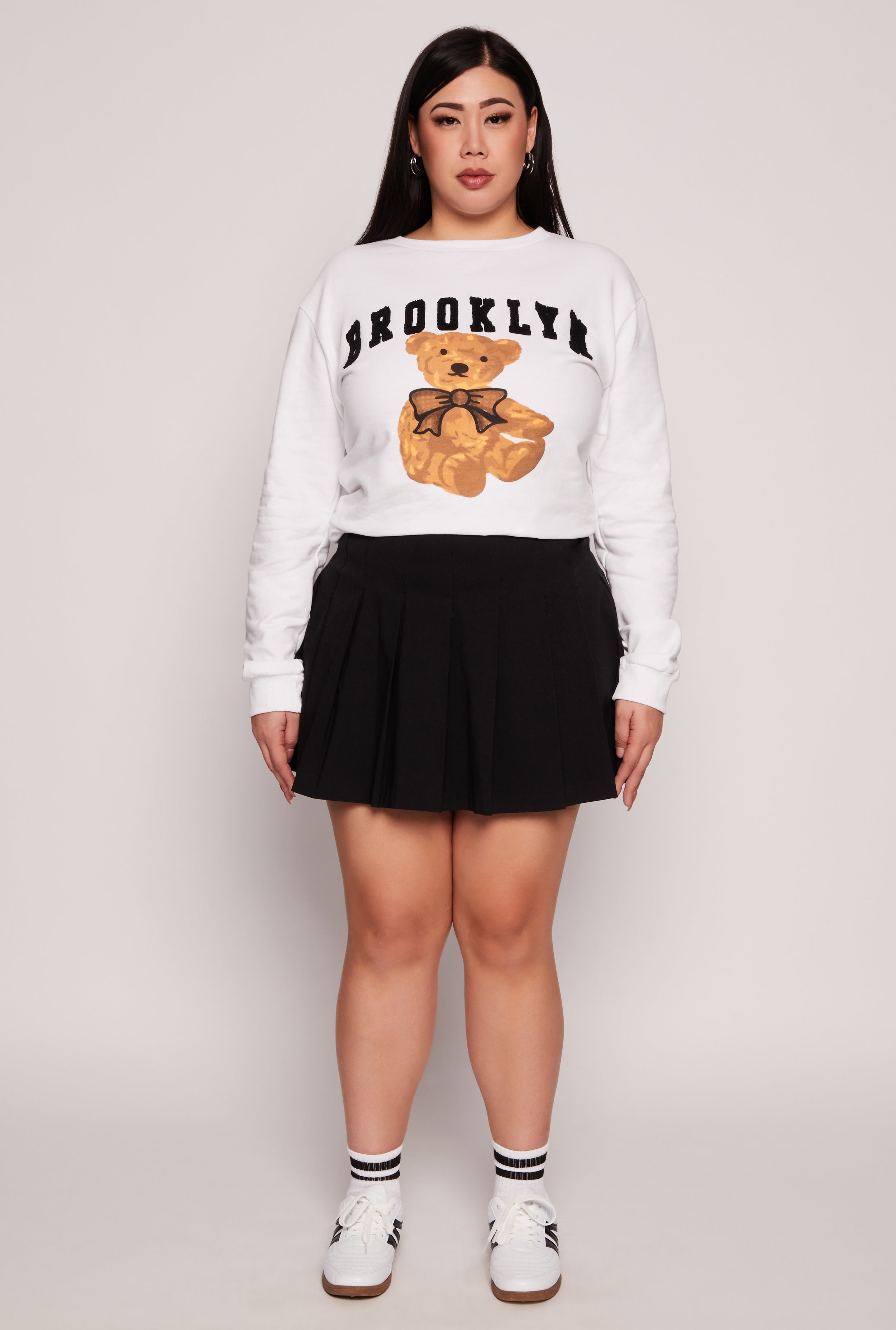 Plus Size Teddy Bear Chenile Graphic Sweatshirt