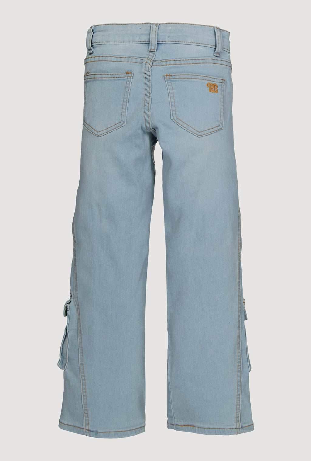 Girls Denim Utility Jeans with Rhinestone Butterfly Charm