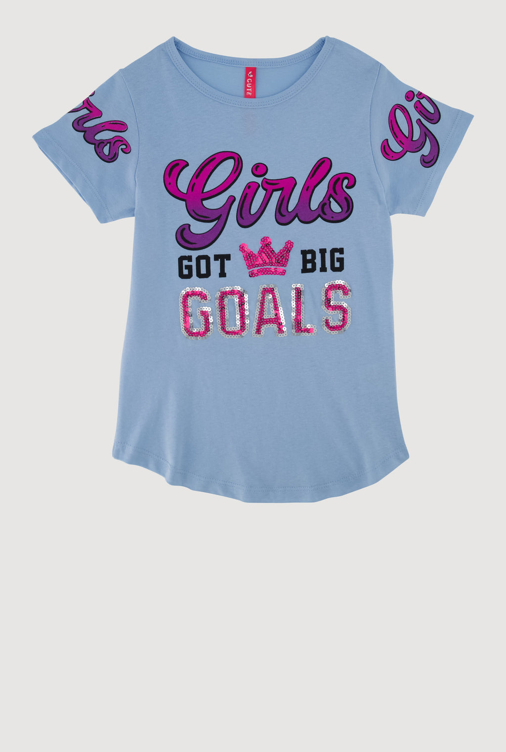 Little Girls Sequin Girls Got Big Goals Graphic Tee