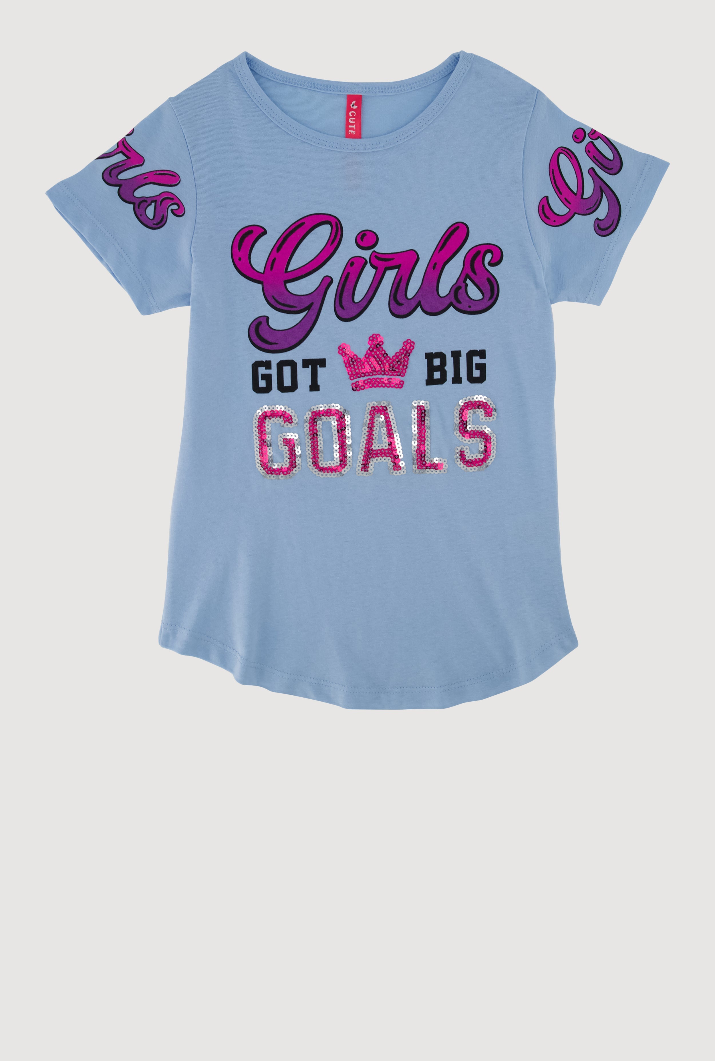Little Girls Sequin Girls Got Big Goals Graphic Tee