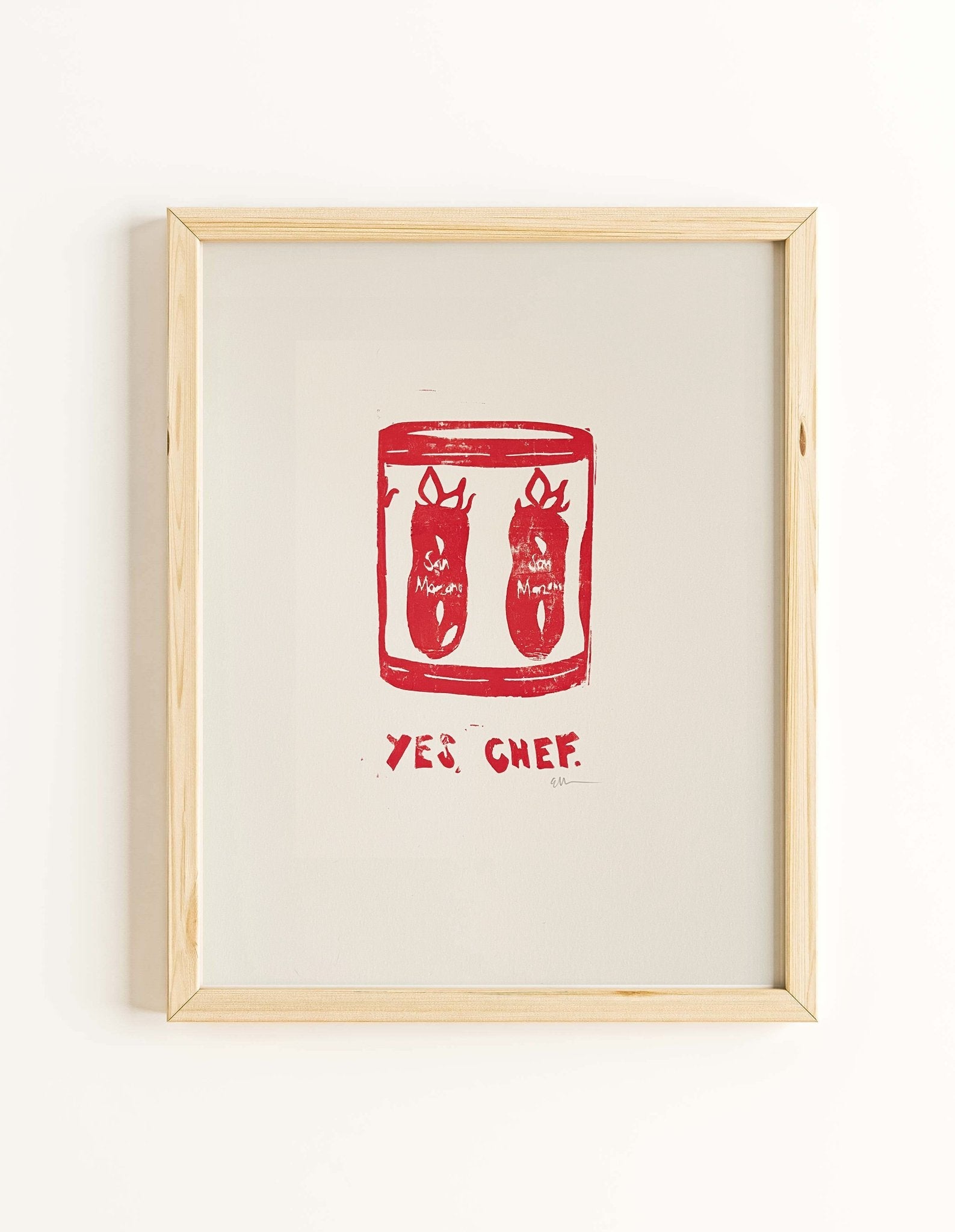 'Yes Chef' Linocut Print
