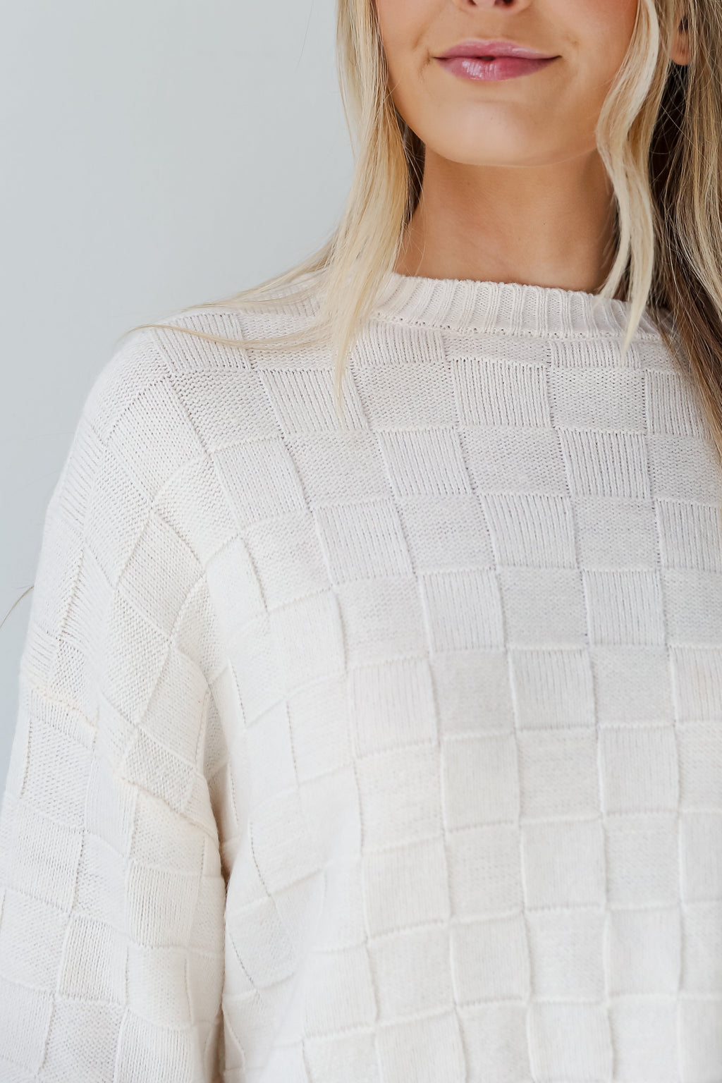 FINAL SALE - Caroline Checkered Knit Sweater - DOORBUSTER