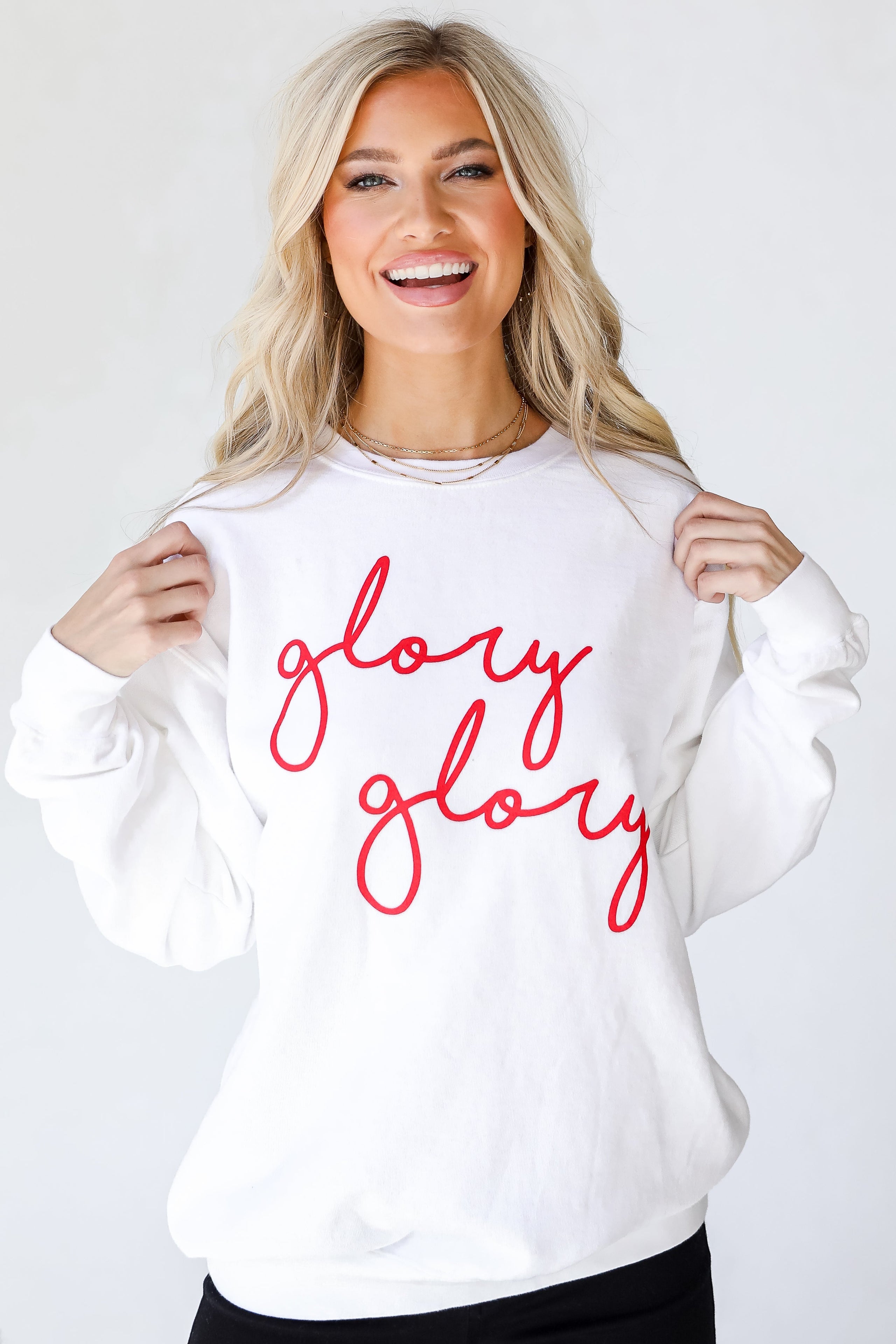 White Glory Glory Script Sweatshirt