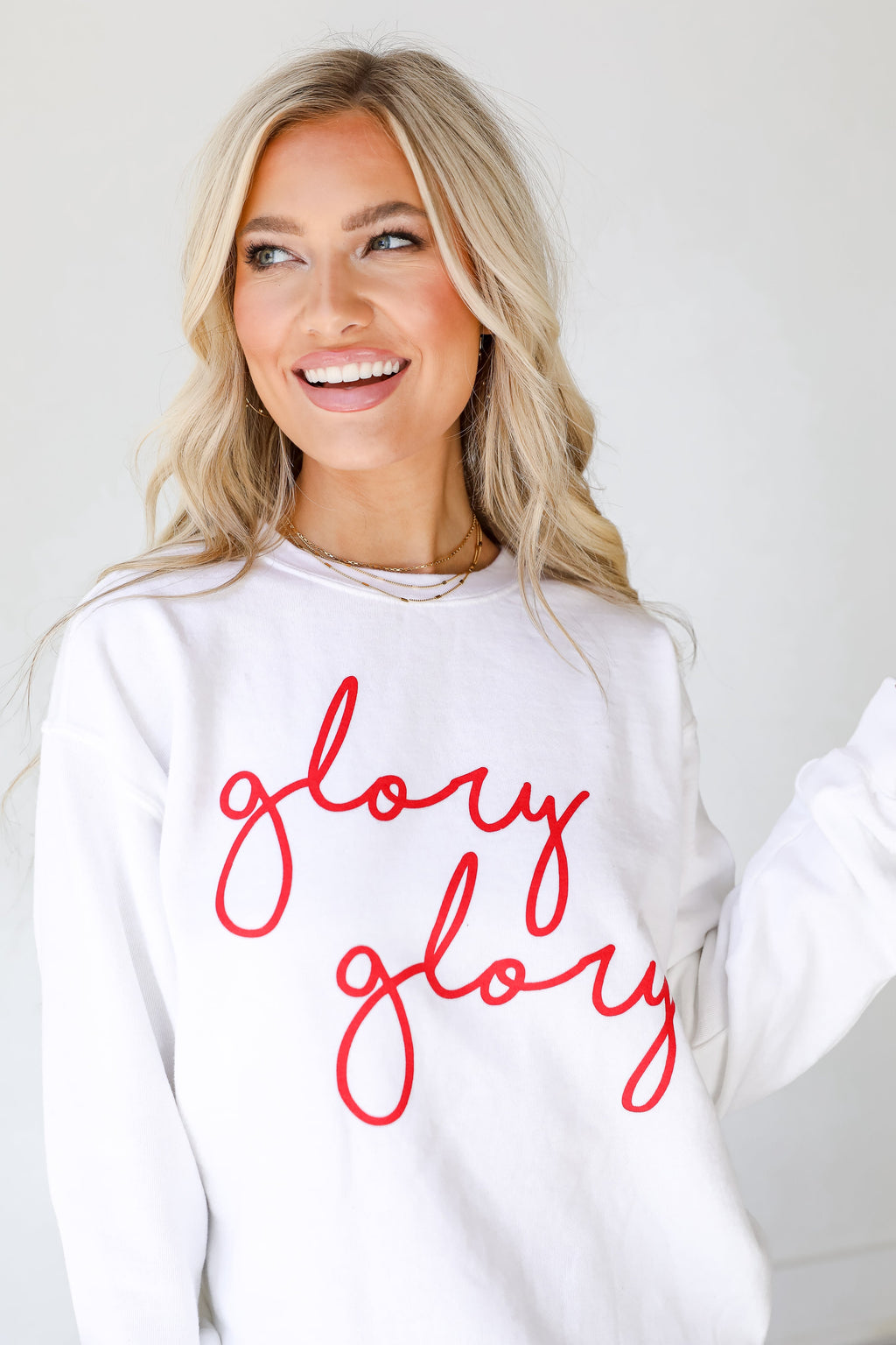 White Glory Glory Script Sweatshirt
