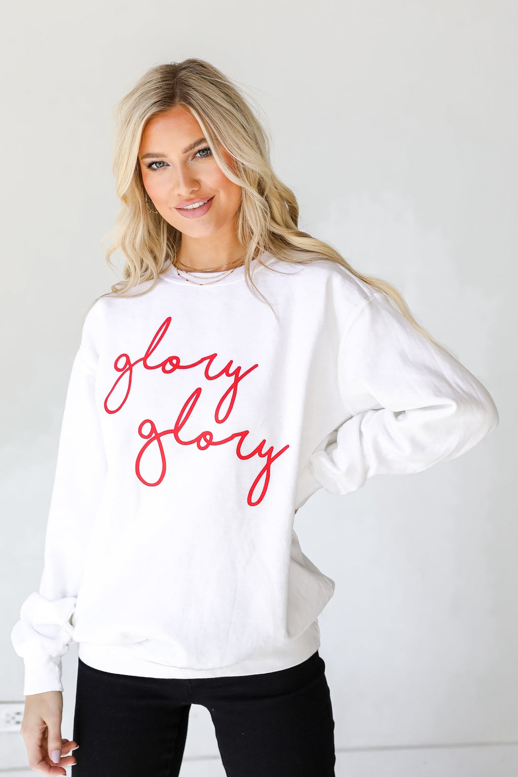 White Glory Glory Script Sweatshirt
