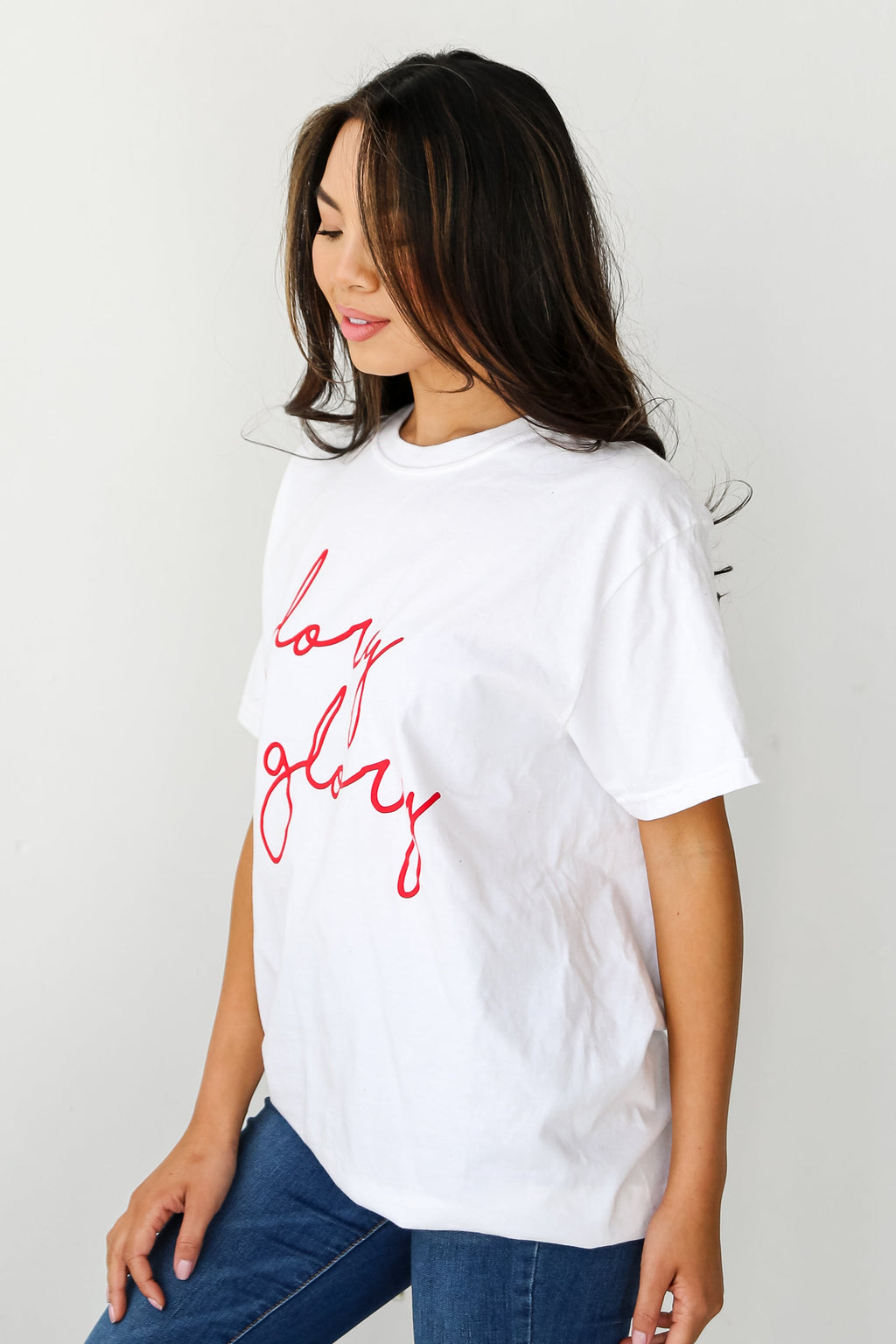 White Glory Glory Script Tee