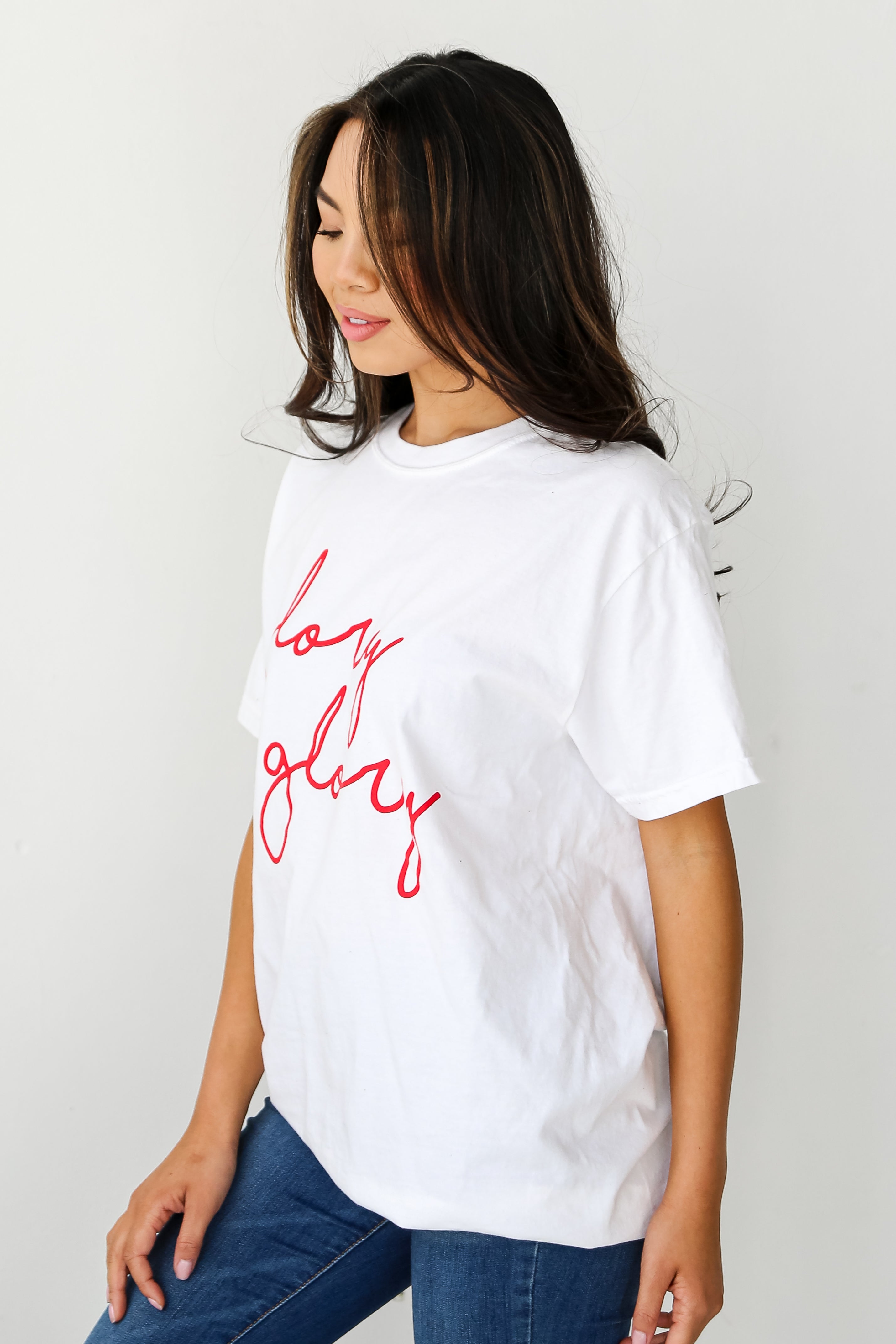 White Glory Glory Script Tee
