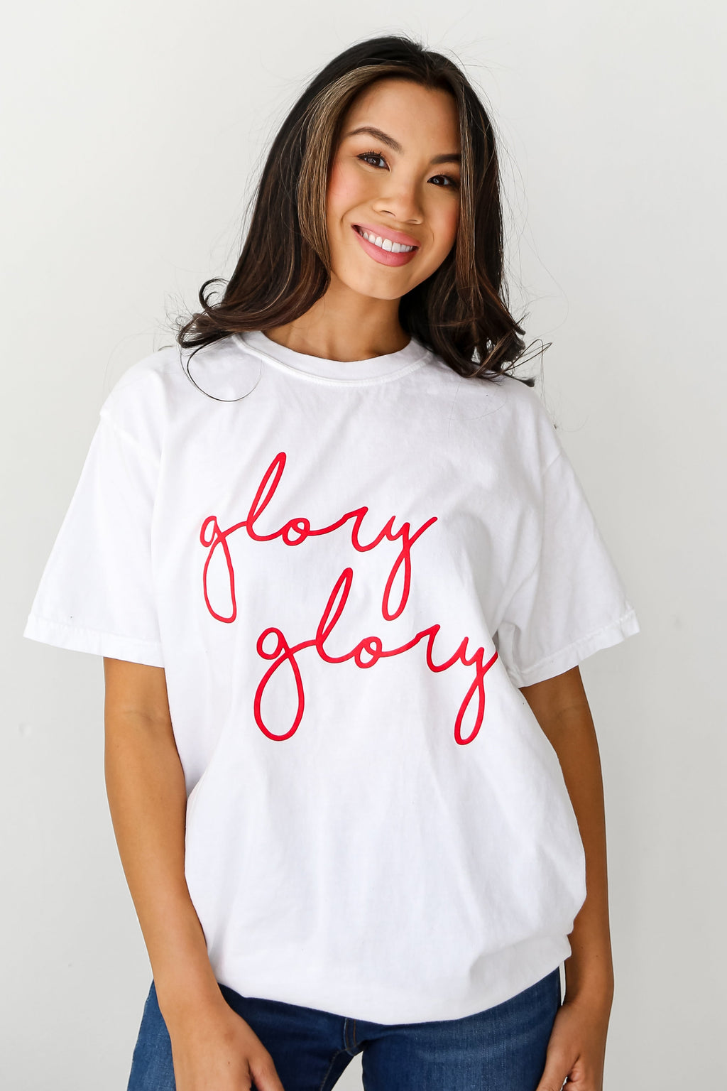White Glory Glory Script Tee