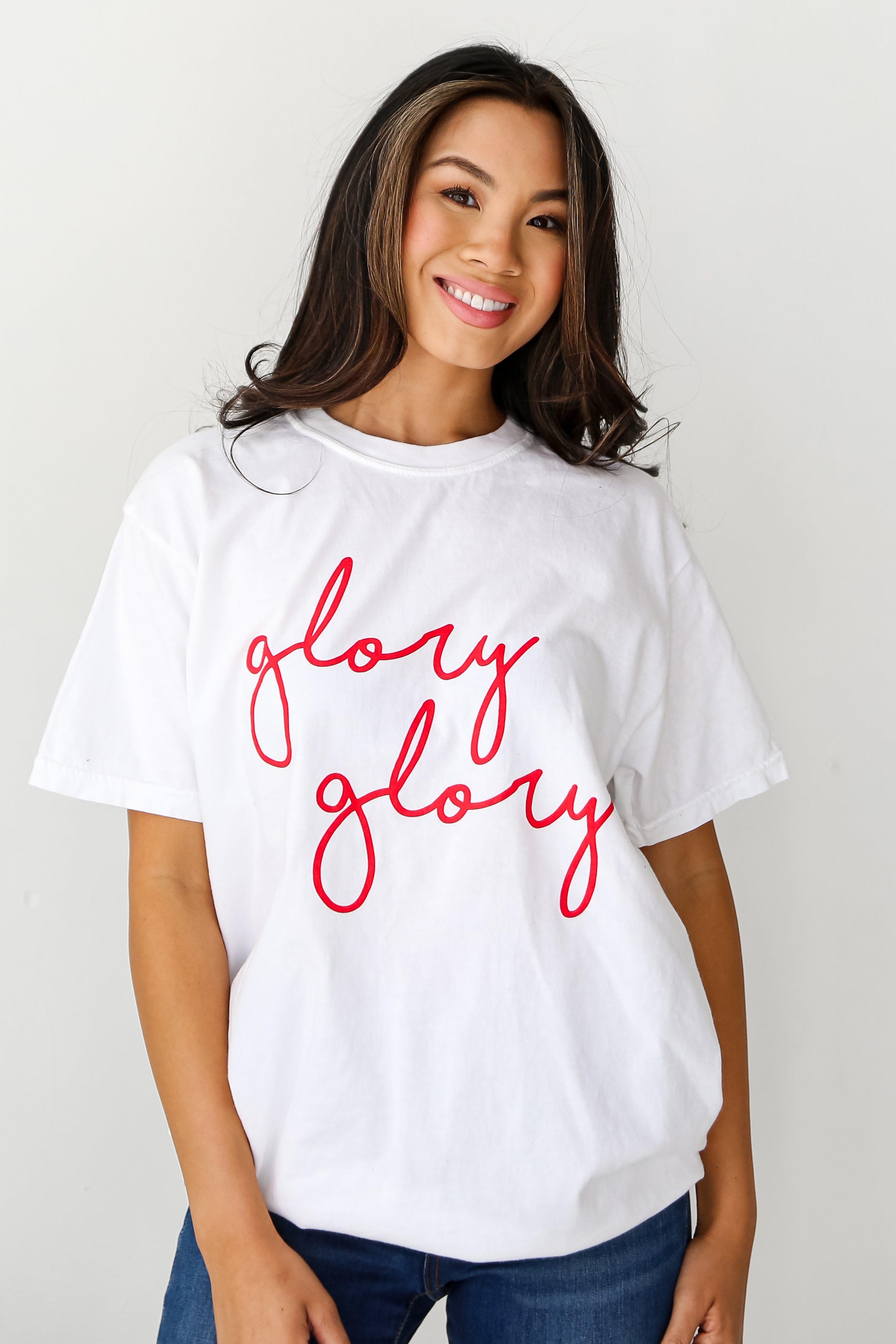 White Glory Glory Script Tee